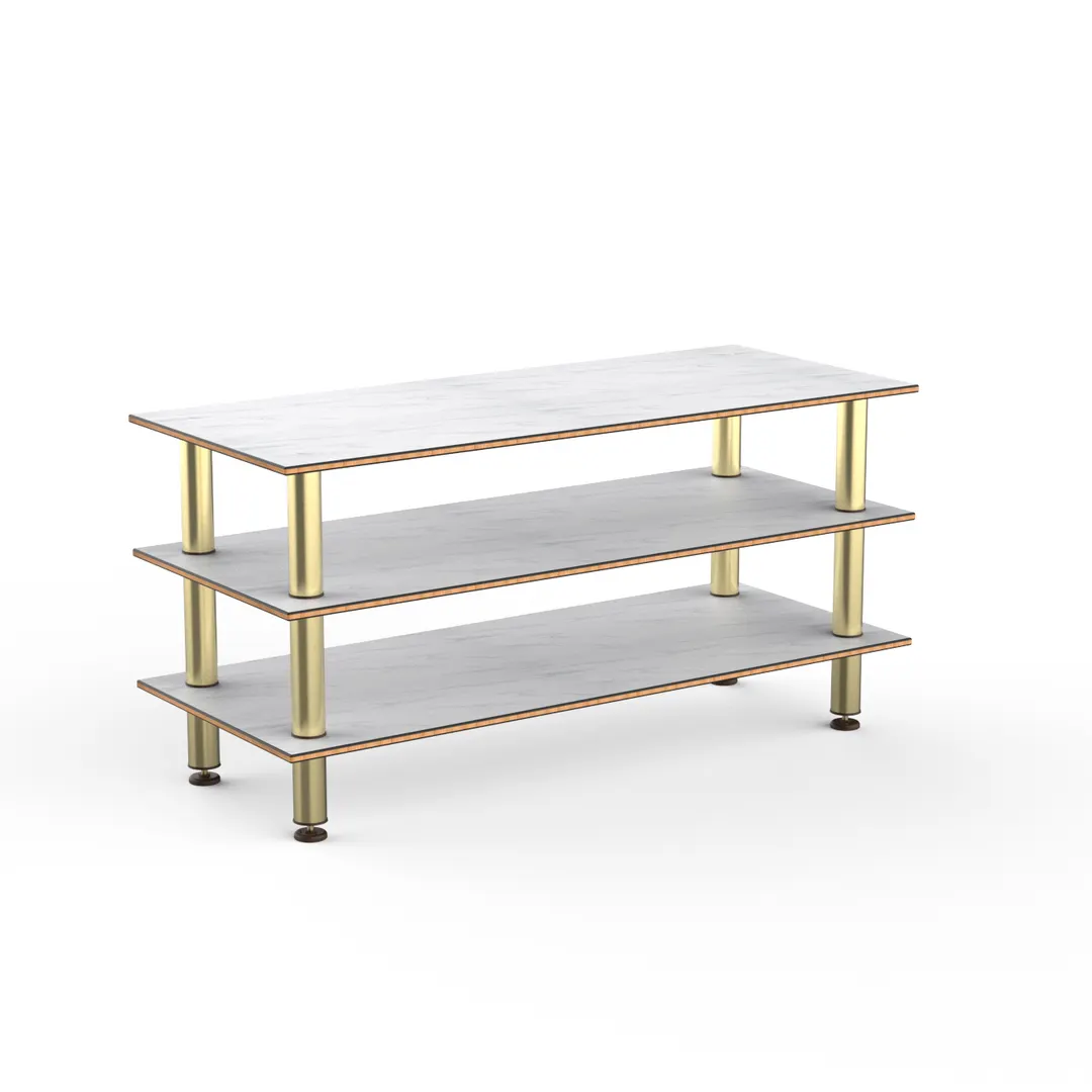 Steelite MGCMLX01CBXF Modular Classic Large Buffet Table, White Carrera Brushed Brass, Heavy-Duty Casters, Mogogo Mixed Materials, 1 per Case