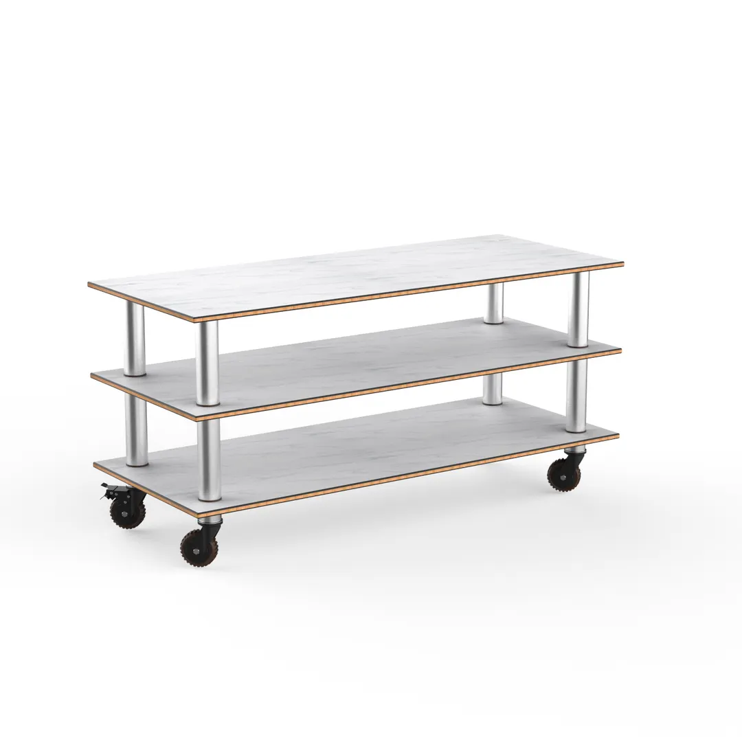 Steelite MGCMLX01CSXH - Modular Classic Large Buffet Table, White Carrera Stainless Steel, Mogogo Design, Mixed Materials, 1 per Case, Modular Collection (Minimum Case Qty)