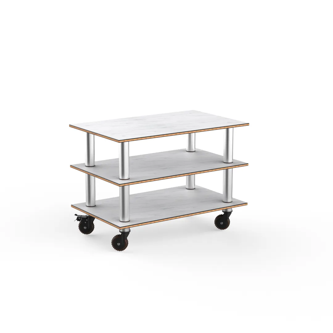 Steelite MGCMLX02CSXH Configurable Buffet Table, Modular Classic Medium Unit, White Carrera Stainless Steel, Mogogo, Mixed Materials, 1 per Case