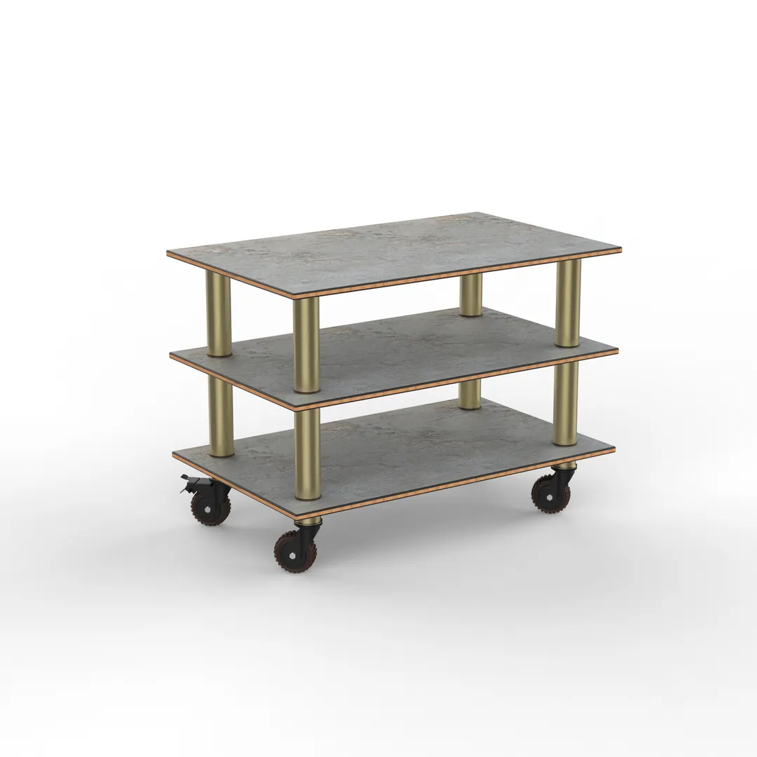 Steelite MGCMLX02GBXH Configurable Buffet Table - 47.0" x 29.5" x 35.0", Modular Classic Medium Unit, Grey Slate Brushed Brass Finish, Mixed Materials, Mogogo Collection