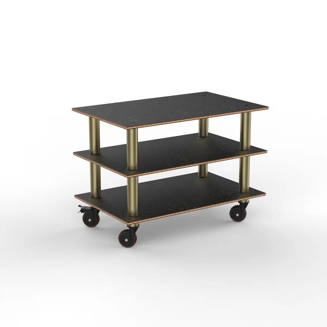 Steelite MGCMLX02MBXH Configurable Buffet Table, Modular Classic Medium Unit with Marble Black Brushed Brass, Heavy Duty Casters, Mixed Materials, 1 per Case, Modular Collection (Minimum Case Qty)