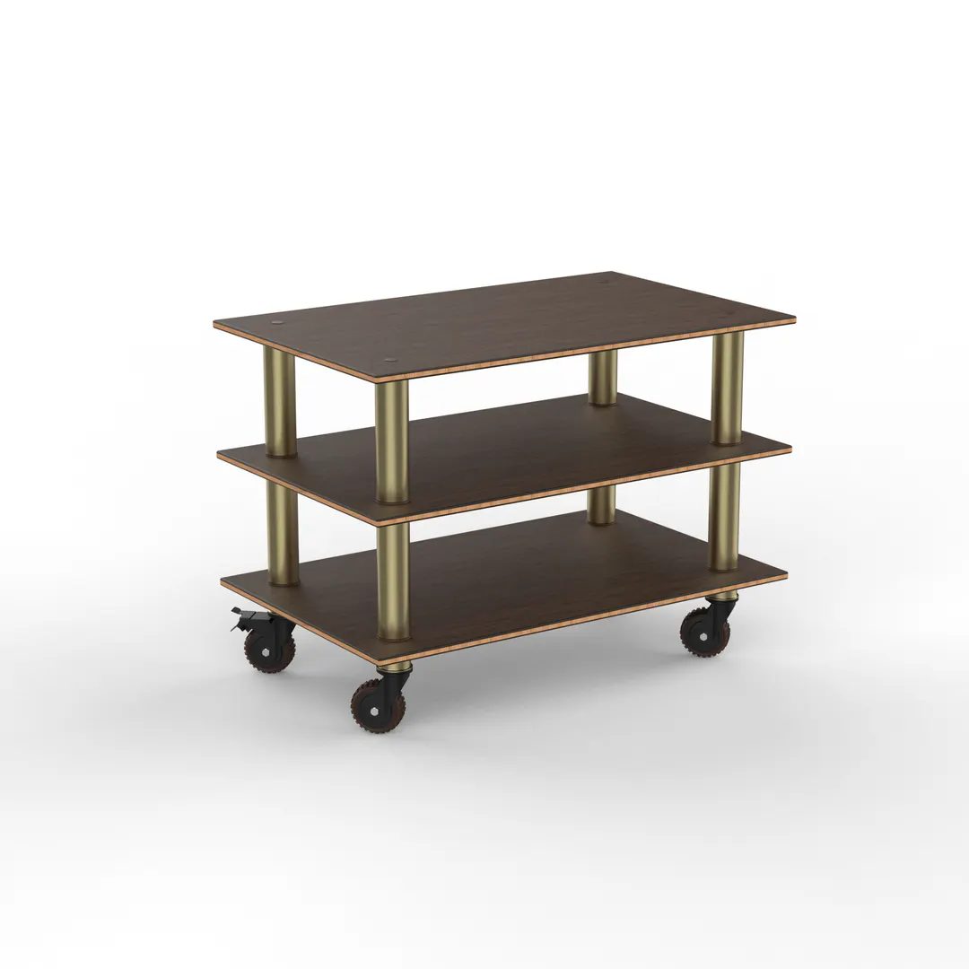 Steelite MGCMLX02WBXH Configurable Buffet Table, Modular Classic Medium Unit with Mango Wood & Brushed Brass, Heavy-Duty Casters, 1 per Case