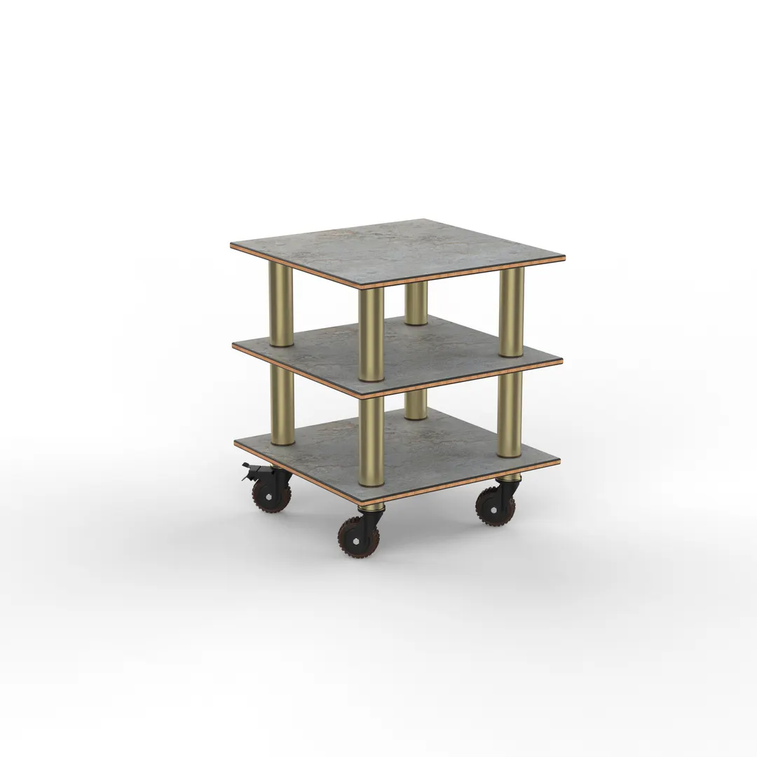Steelite MGCMLX03GBXH Modular Classic Small Unit Buffet Table, 29.5" x 29.5" x 35.0", Grey Slate SS with Brushed Brass Finish, Mixed Materials, 1 per Case, Modular Collection