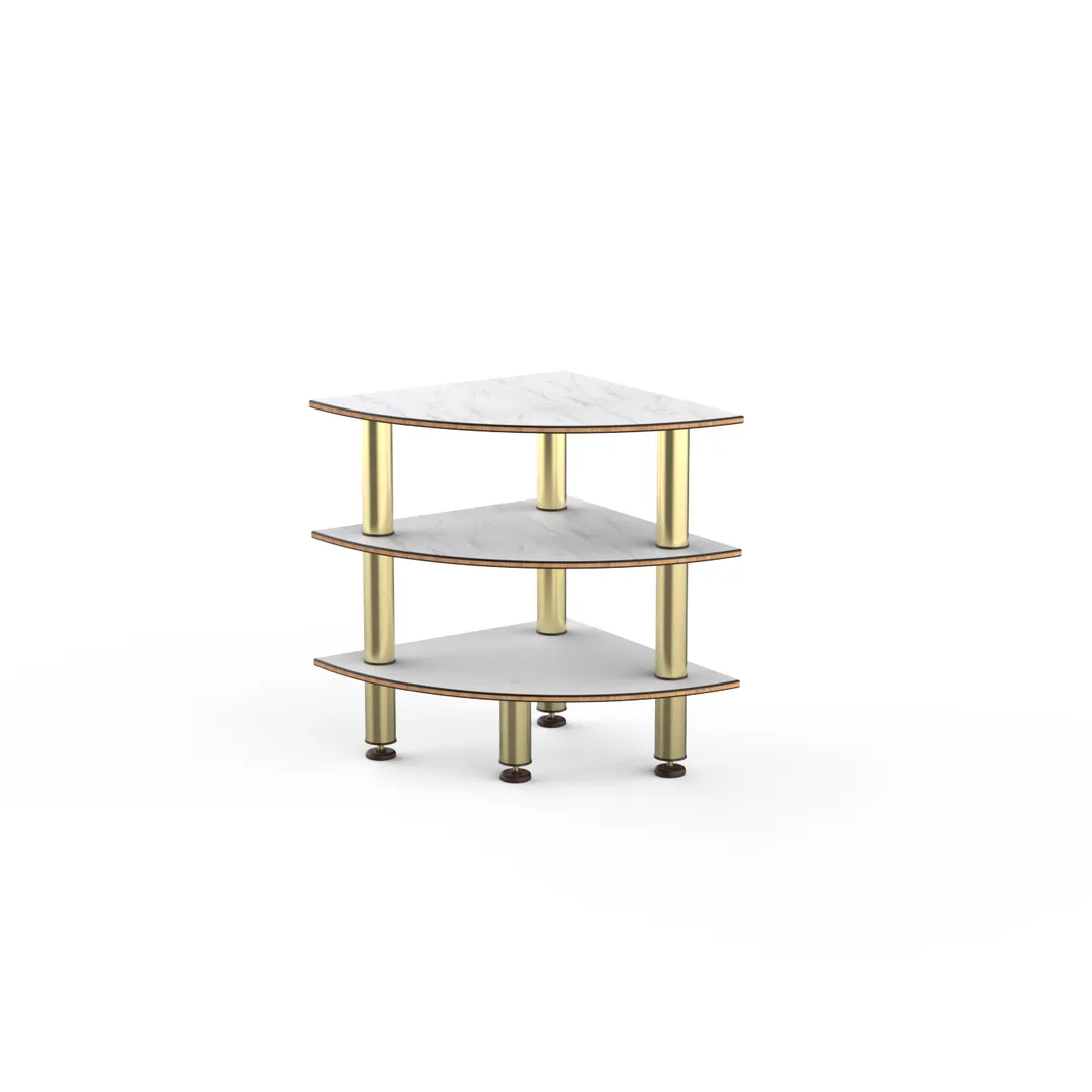 Steelite MGCMLX04CBXF Modular Classic Corner Buffet Table - White Carrera with Brushed Brass Finish, Heavy Duty Casters, Mixed Materials, 1 per Case, Modular Collection (Minimum Case Quantity)