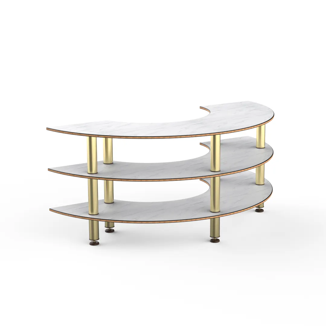 Steelite MGCMSX01CBXF Configurable Buffet Table - Modular Creative Curved Unit, White Carrera Brushed, Mixed Materials, Mogogo Design, 1 per Case