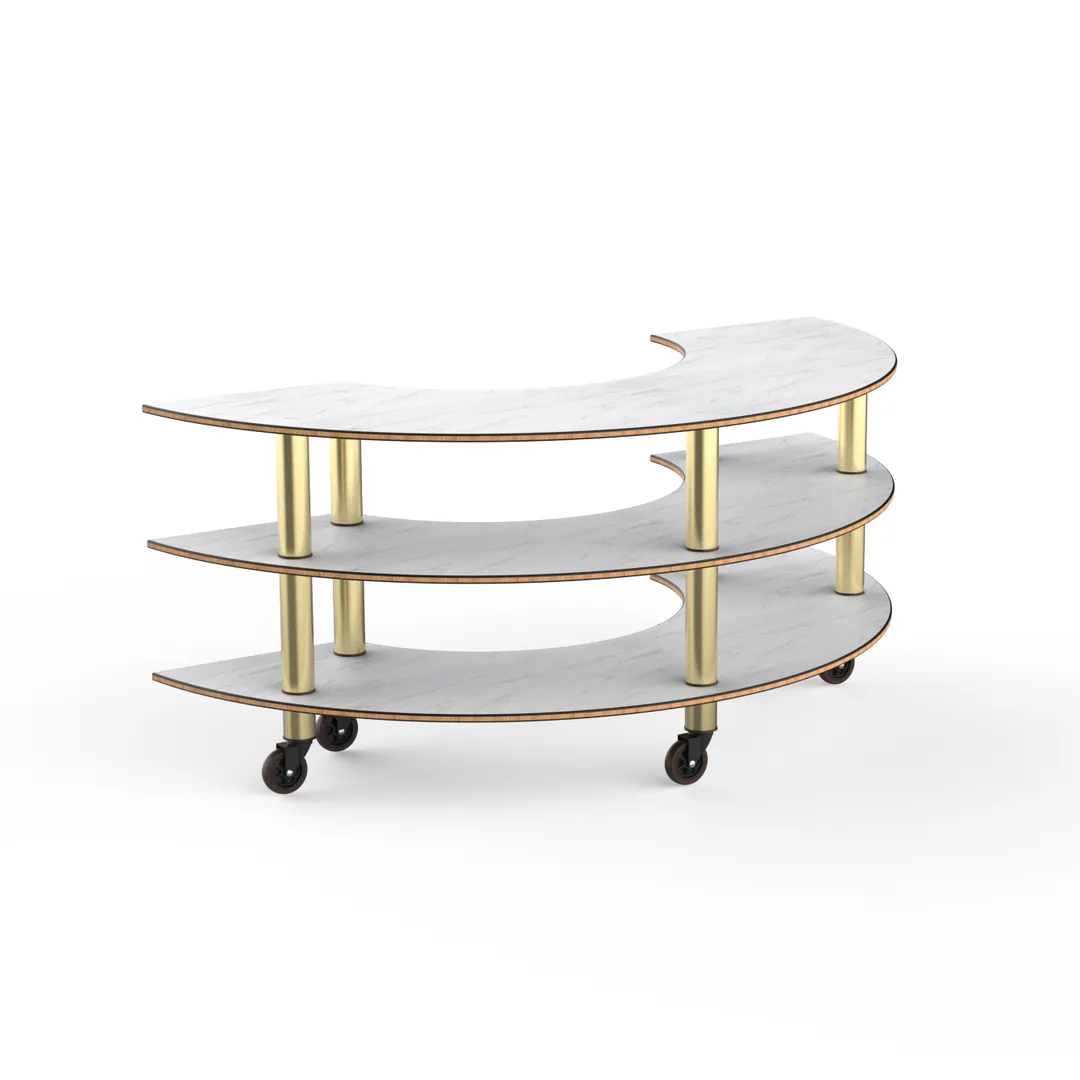 Steelite MGCMSX01CBXW Configurable Buffet Table - Modular Creative Curved Unit, White Carrera Brushed, Mixed Materials, 1 per Case, Mogogo Collection