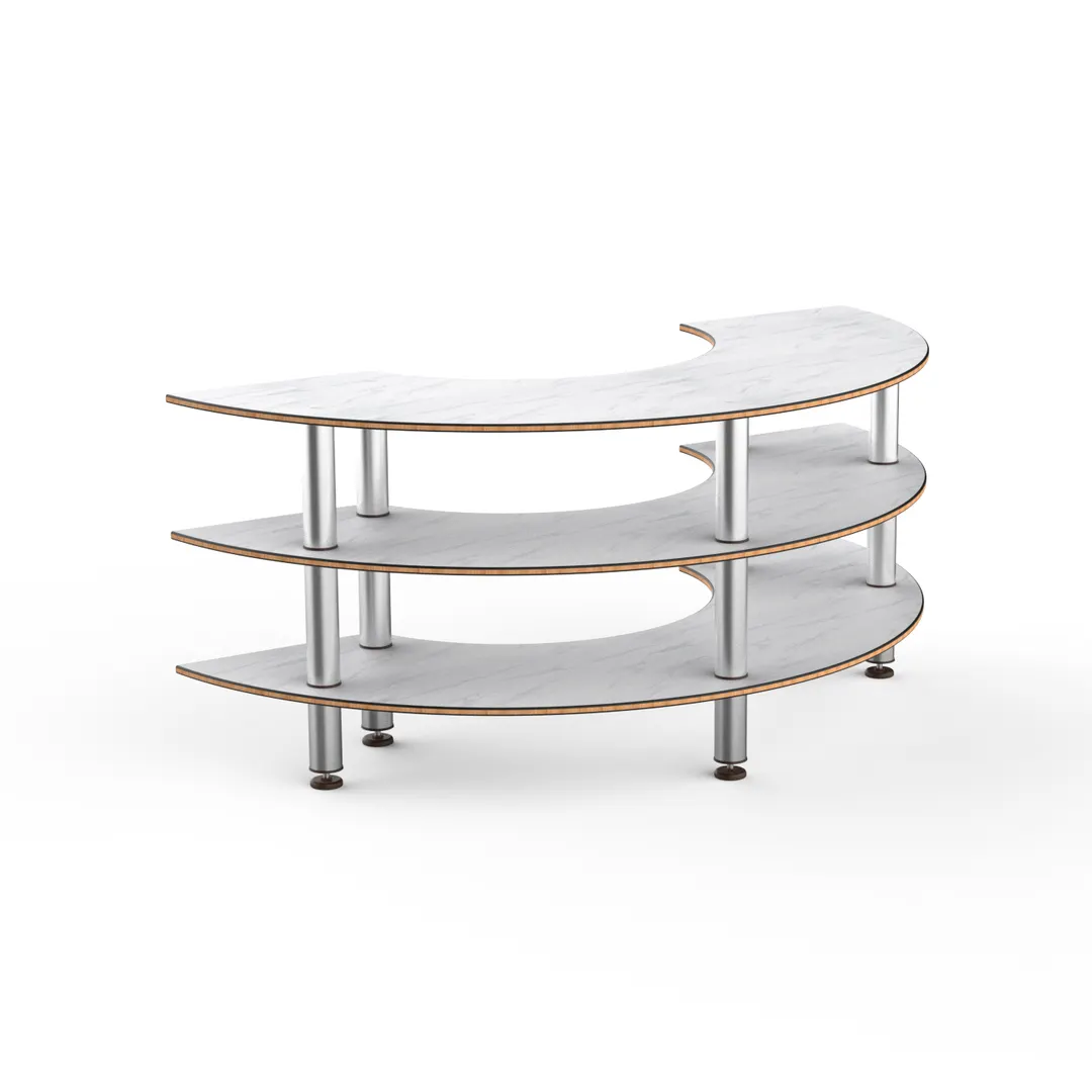 Steelite MGCMSX01CSXF Configurable Buffet Table - Modular Creative Curved Unit, White Carrera Stainless Steel, Mixed Materials, 1 per Case, Mogogo Collection