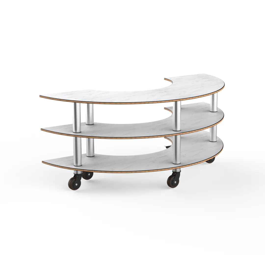 Steelite MGCMSX01CSXH Modular Buffet Table - Curved Unit, White Carrera Stainless Steel, Mixed Materials, 1 per Case (Mogogo Collection)