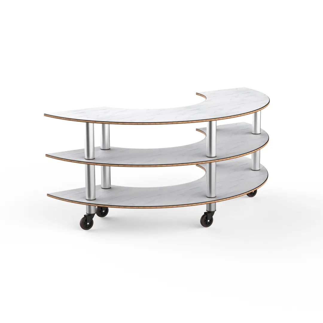 Steelite MGCMSX01CSXW Configurable Buffet Table - Modular Creative Curved Unit, White Carrera Stainless Steel, Mogogo Mixed Materials, 1 per Case, Modular Collection (Minimum Case Qty)