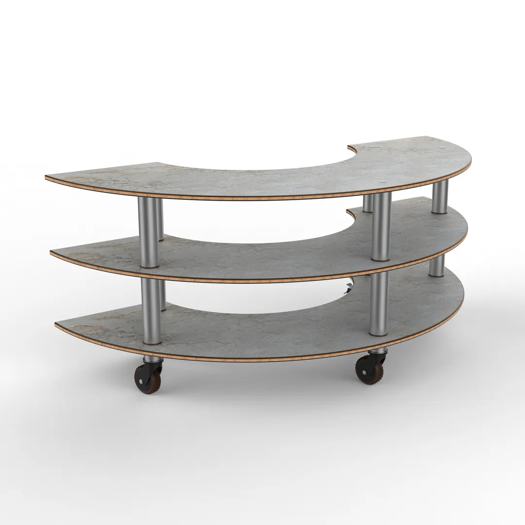 Steelite MGCMSX01GSXH Configurable Buffet Table, 81.5x41x35in, Modular Curved Unit, Grey Brushed Stainless Steel, Mogogo Collection, 1 per Case