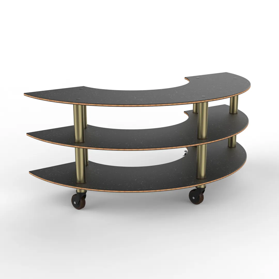 Steelite MGCMSX01MBXH Configurable Buffet Table, 81.5" x 41.0" x 35.0", Modular Creative Curved Unit with Grey Slate SS & Mogogo Mixed Materials, 1 per Case, Modular Collection (Minimum Case Qty)