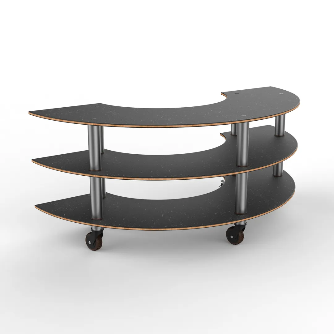 Steelite MGCMSX01MSXH Modular Creative Curved Buffet Table, 81.5" x 41.0" x 35.0", Grey Slate Marble Brushed Stainless Steel, Mogogo Design, Mixed Materials, 1 per Case, Modular Collection (Minimum Case Qty)