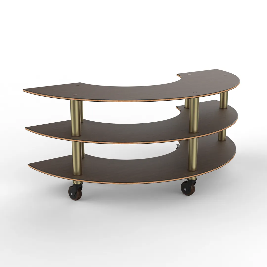 Steelite MGCMSX01WBXH Modular Curved Buffet Table, 81.5" x 41" x 35", Mango Brushed Brass & Grey Slate SS, Mixed Materials (1 per Case, Modular Collection)