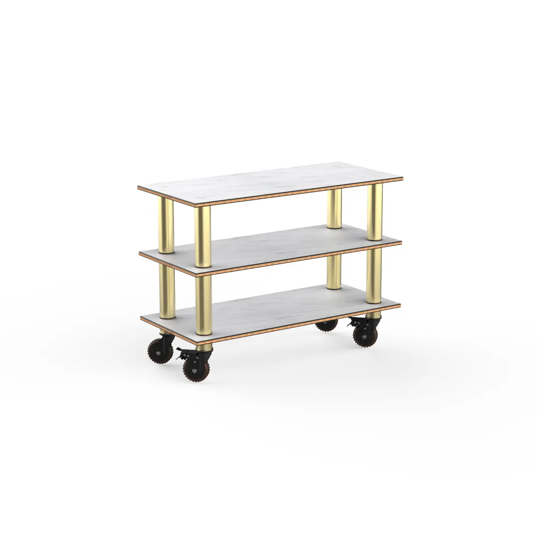 Steelite MGCMSX02CBXH Modular Configurable Buffet Table, White Carrera Brush Finish, Mogogo Design, Mixed Materials, 1 per Case (Minimum Order)