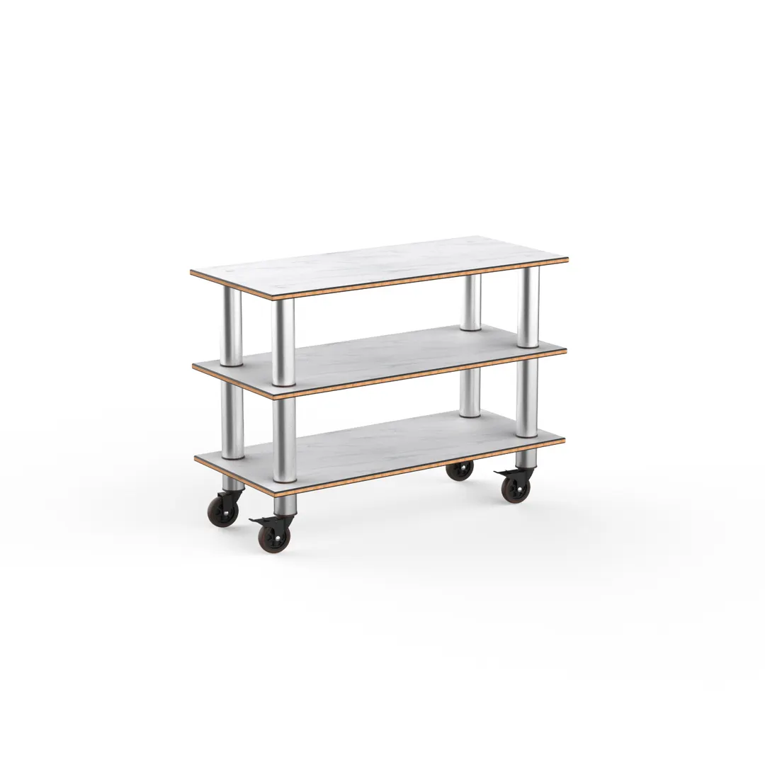 Steelite MGCMSX02CSXW Modular Configurable Buffet Table, White Carrera Stainless Steel & Mixed Materials, Mogogo Modular Collection, 1 per Case
