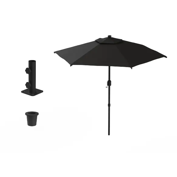 Steelite MGSOVCSM0401 Mogogo Commercial Round Black Umbrella with Bracket, Mixed Materials, 1 per Case