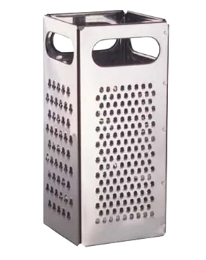 Vollrath SG-200 Dripcut® Box Grater, 4" Square x 9" High, Four‑Sided Stainless Steel with Hand Grips