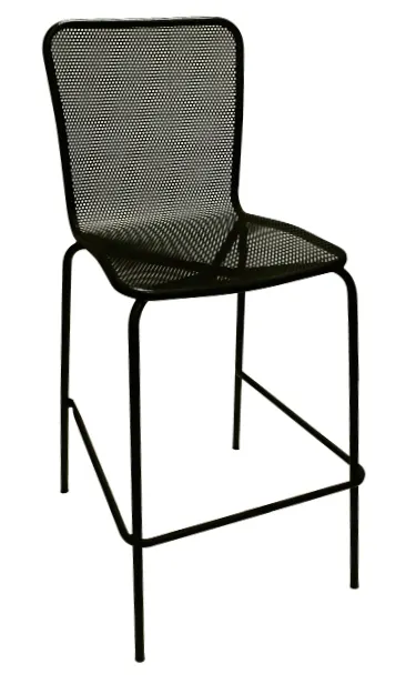 American Tables & Seating 92-BS Aluminum Bar Stool with Square Meshed Back & Seat, Black