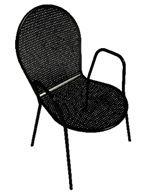 American Tables & Seating 93 Aluminum Outdoor Arm Chair with Round Meshed Back & Seat, Black