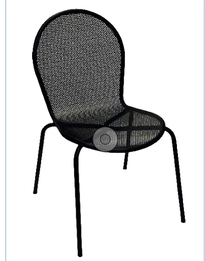 American Tables & Seating 94 Aluminum Outdoor Side Chair with Round Meshed Back & Seat, Black