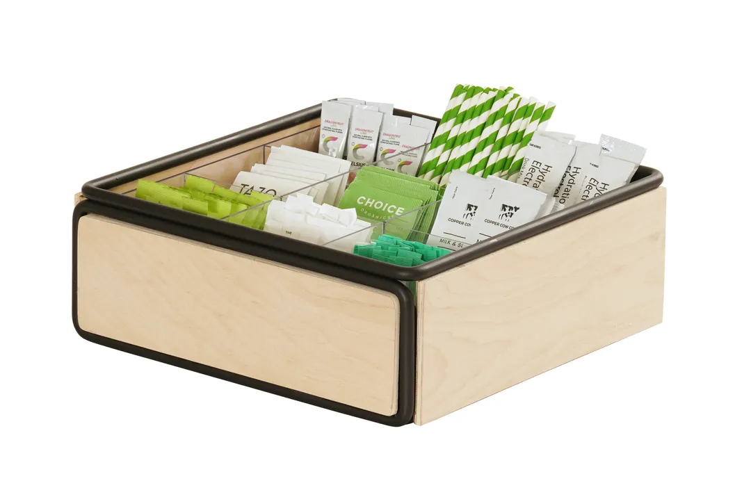 Cal-Mil 25211-93 12"x12"x4.75" Square Wood Condiment Organizer, 9 Sections, Natural