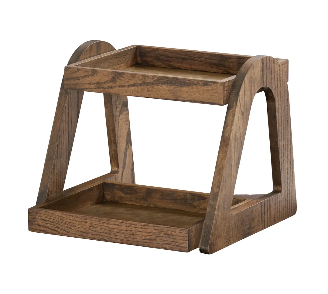 Cal-Mil 27002-136 Tiered Display Stand 15" x 16" x 13" Chocolate Brown Wood Two-Tier Tabletop Stand
