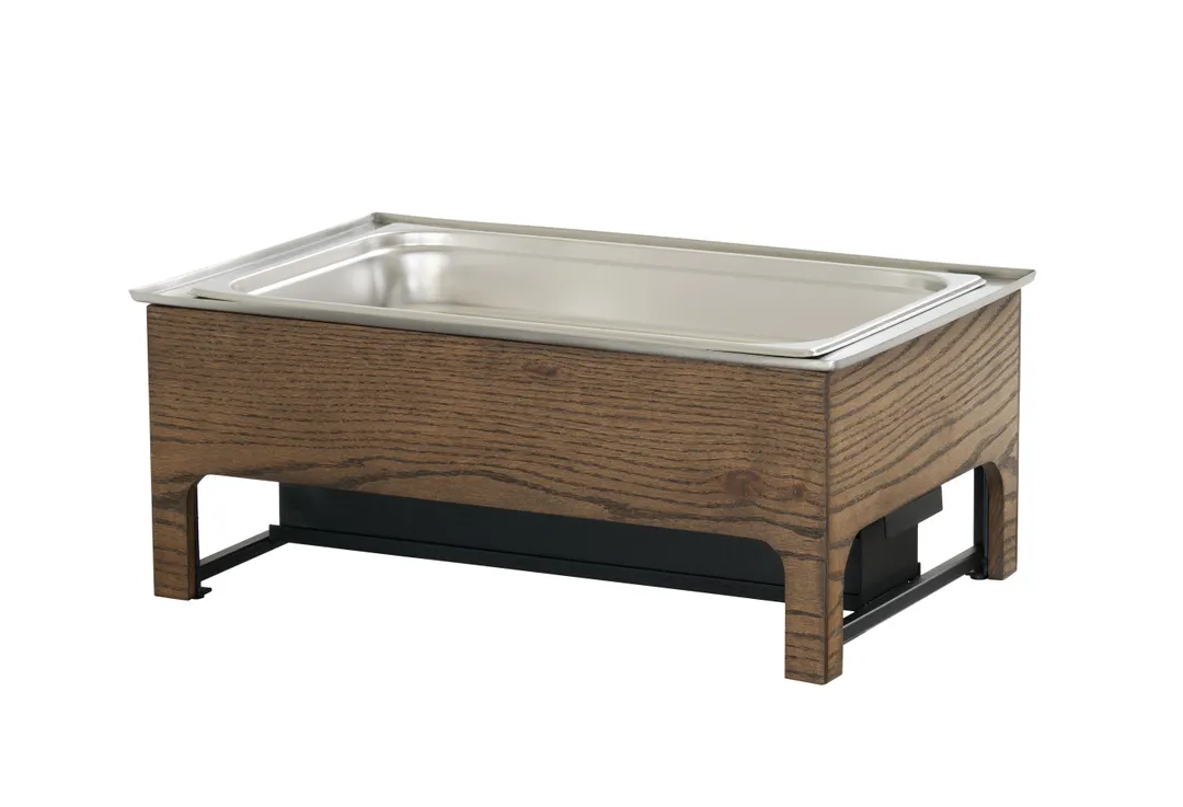 Cal-Mil 27013-136 Chafing Dish, 22" x 14" x 13.5", 5 Sterno Cans, Wood/Metal, Matte Black Brown