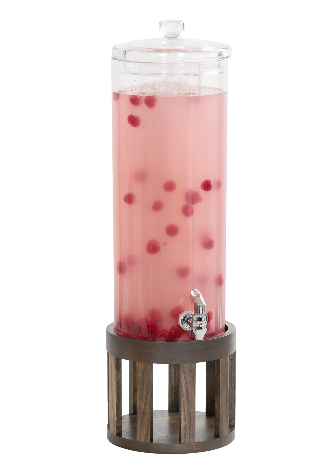 Cal-Mil 27017-3-136 Beverage Dispenser, 8"x11"x27" Polycarbonate, Brown, 2-3 Gallon, Wood Base