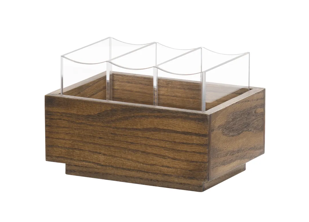 Cal-Mil 27020-136 Melrose Flatware Organizer, 3-Compartment Wood Utensil Caddy, 9.5" x 6.75" x 6.25"H, Chocolate Brown