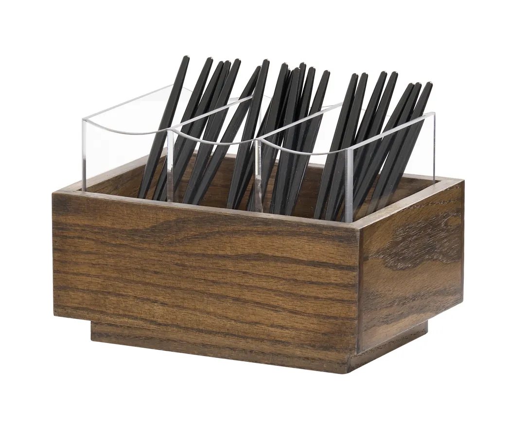 Cal-Mil 27020-136 Melrose Flatware Organizer, 3-Compartment Wood Utensil Caddy, 9.5" x 6.75" x 6.25"H, Chocolate Brown