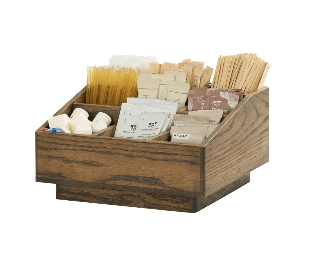 Cal-Mil 27021-136 Melrose 9-Section Wood Condiment Organizer, 12.25" x 12.25" x 6.5" Chocolate Brown