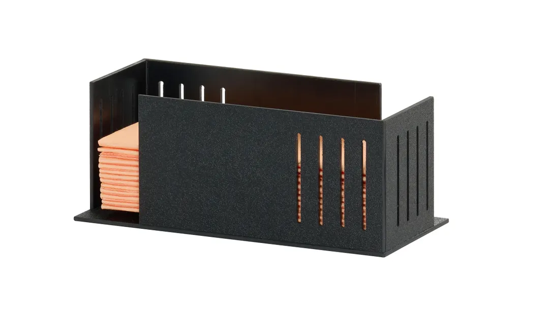 Cal-Mil 28505-13 Classic Napkin Organizer, 8.5" x 4.5" x 3" Black ABS Plastic Tabletop Holder