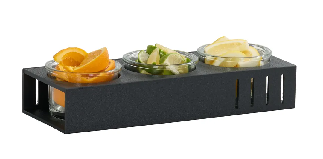 Cal-Mil 28511-13 Countertop Condiment Organizer, 3-Section Brown ABS, 14.75" x 6" x 2" Holds 3 Jars