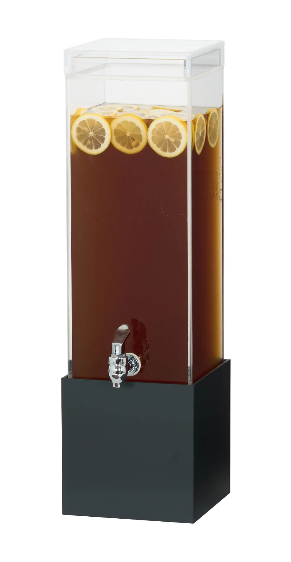 Cal-Mil 28519-3-13 Logan 384oz Beverage Dispenser, 8.12" x 9.75" x 25.75" Black Plastic, Square Bowl