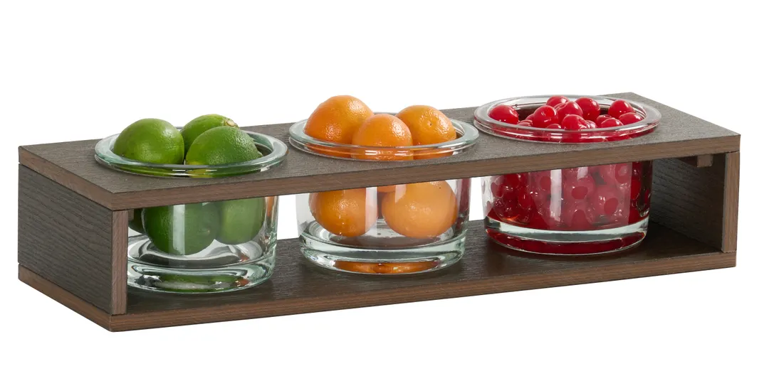 Cal-Mil 28604-5-140 3-Section Condiment Caddy, 32oz, 19.25" x 6.38" x 2.88" HDPE, Mocha Brown
