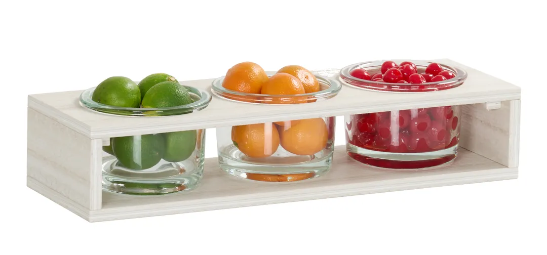 Cal-Mil 28604-5-141 3-Section White HDPE Countertop Condiment Caddy, 19.25" x 6.38" x 2.88", 32 oz