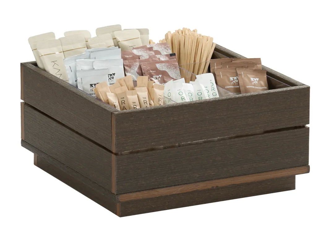 Cal-Mil 28610-140 Vista 12" x 12" x 6" Countertop Condiment Organizer, 9 Sections, Mocha, Plastic