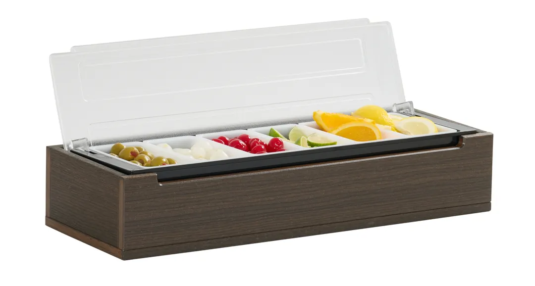 Cal-Mil 28614-140 Vista Bar Caddy, 20.75" x 7.5" x 4.5" H, 6 Compartments, HDPE, Mocha