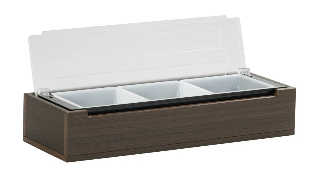 Cal-Mil 28615-140 Vista Bar Caddy, 3-Section HDPE Organizer, 20.75" x 7.5" x 4.5" Mocha