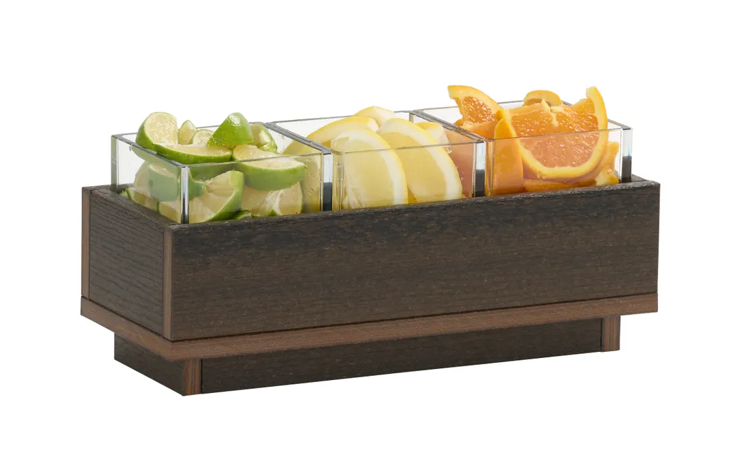 Cal-Mil 28616-140 3-Section Condiment Caddy, 13" x 5.5" x 4.5" H, HDPE, Mocha, Holds 3 Jars