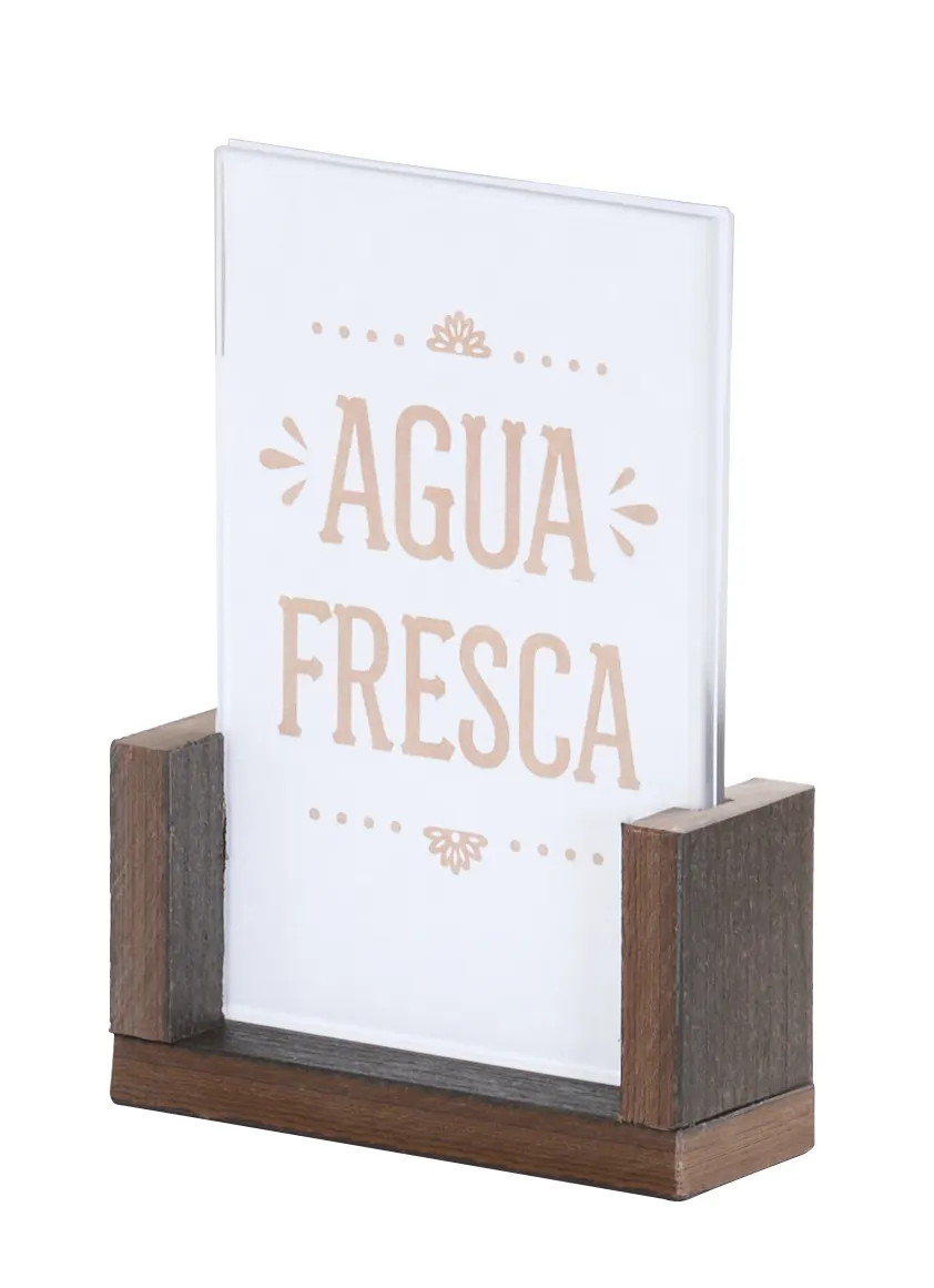 Cal-Mil 28622-46-140 Vista U-Frame Card Holder, 5" x 7" x 2" HDPE, Mocha, Height 3" Under