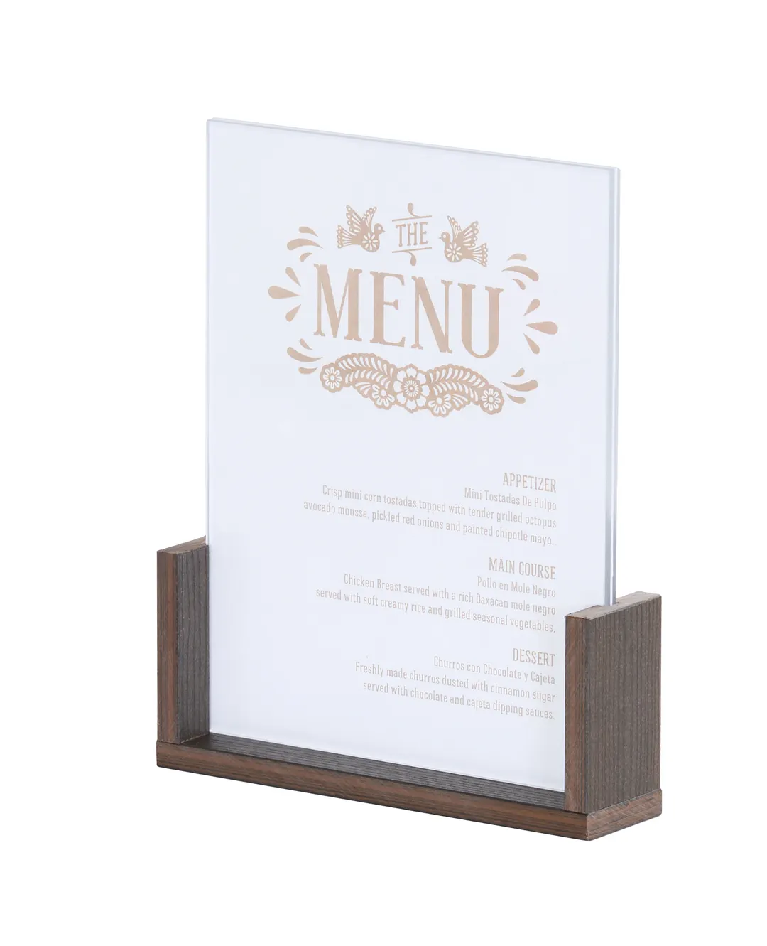 Cal-Mil 28622-811-140 Vista U-Frame Menu Card Holder, 12" x 9" x 2" HDPE Mocha, 3", 11-19"