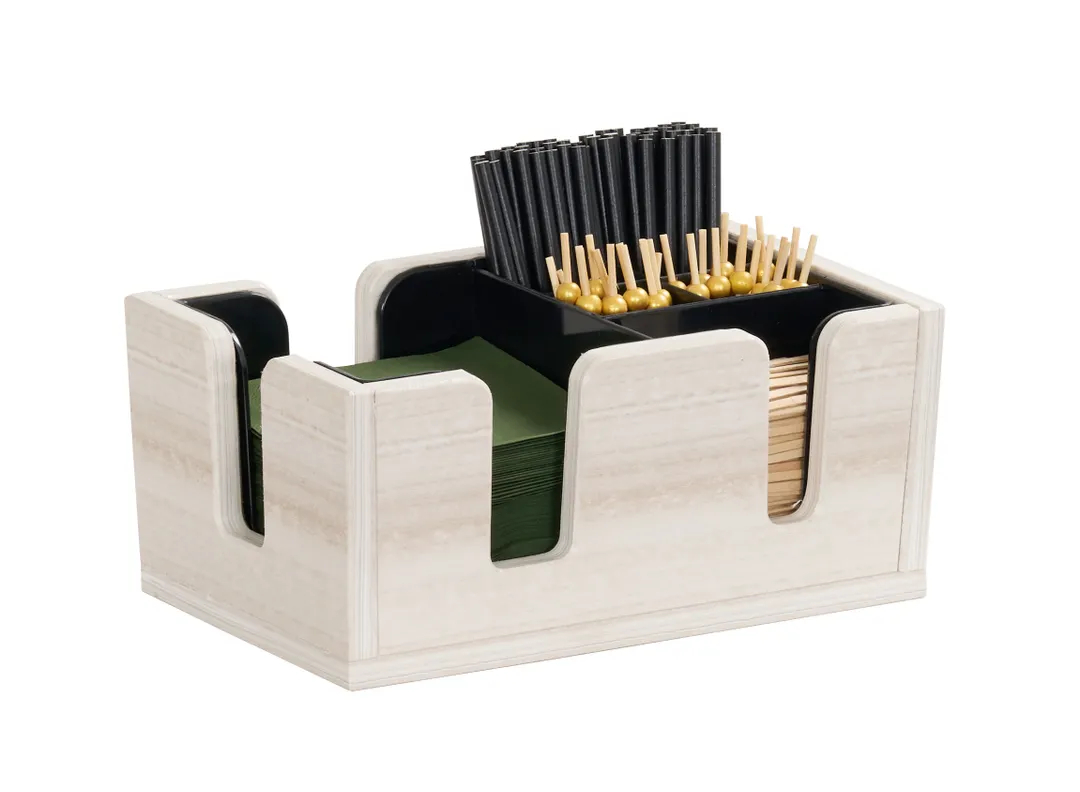 Cal-Mil 3499-141 Vista Bar Caddy, 10.75" x 7" x 4.75" HDPE Coastal, Straws & Stirrer Organizer