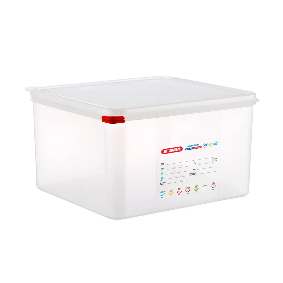 Carlisle 00471 Araven 20qt Container, 13-7/8" x 12-3/4" x 8", Clear Polypropylene, Airtight Lid