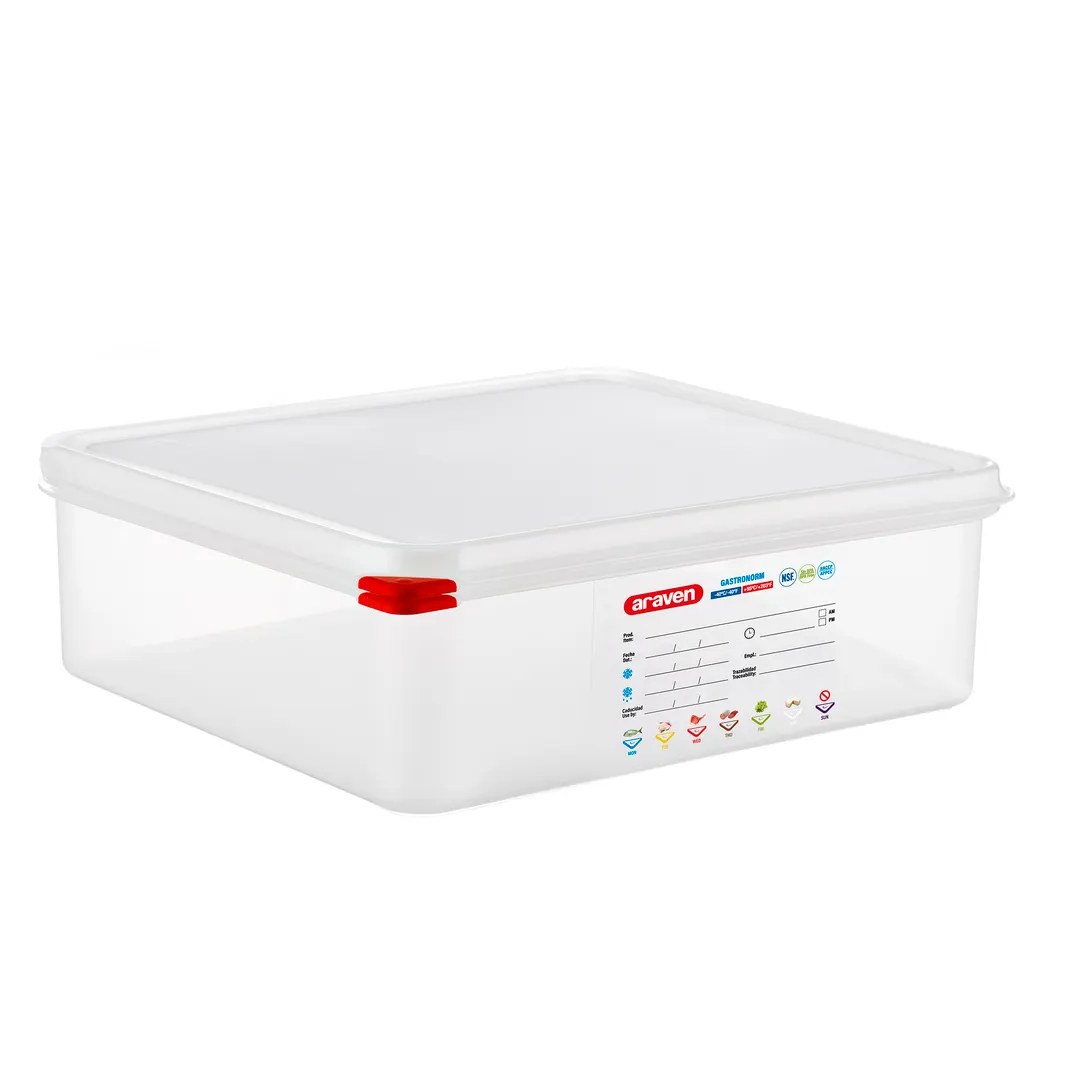 Carlisle 03469 Food Storage Container, 9.75 Qt Clear Polypropylene, 4" Deep GN 2/3, Airtight Lid