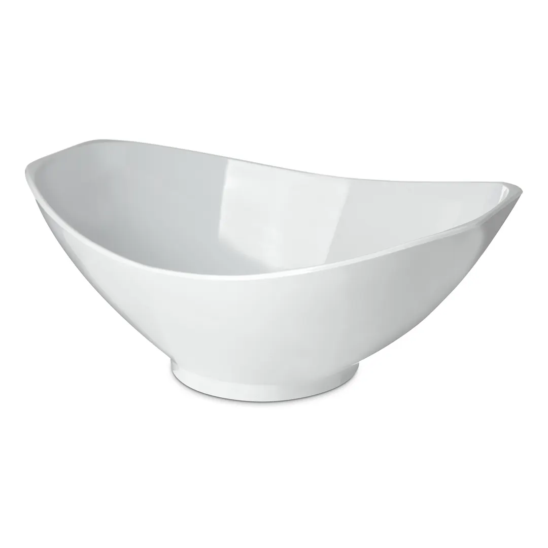 Carlisle 041102 - 3.3 Qt Oval Scoop Bowl, 13.75" L x 9.38" W, White SAN Plastic, Safe - 1/Each
