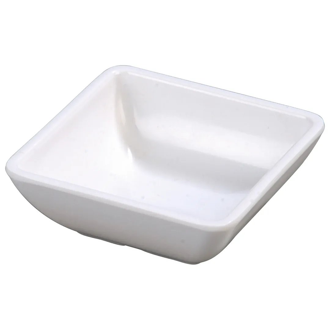 Carlisle 086002 - 2 oz Square Plastic Ramekin, 2-3/4" White Melamine, Dishwasher Safe, BPA Free