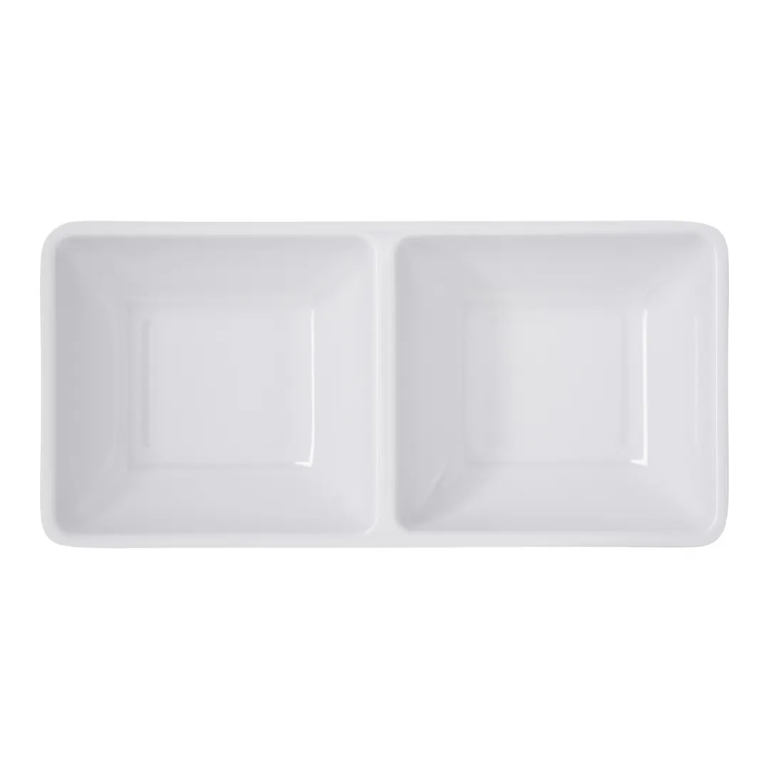 Carlisle 086202 Plastic Ramekin, 4 Oz Double‑Square, 5‑3/4" L x 2‑3/4" W, White Melamine, BPA‑Free
