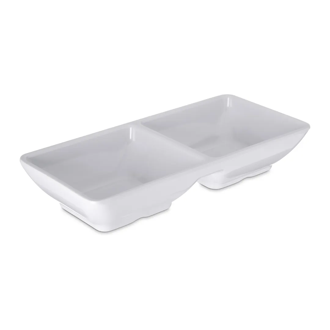 Carlisle 086202 Plastic Ramekin, 4 Oz Double‑Square, 5‑3/4" L x 2‑3/4" W, White Melamine, BPA‑Free