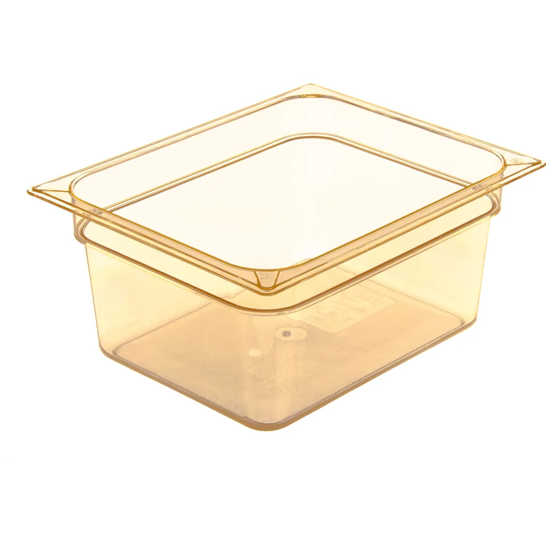 Carlisle 10422B13 High Heat Food Pan, 1/2 Size, 8.7 Qt, 6" Deep, Polyether Sulfone Amber, NSF